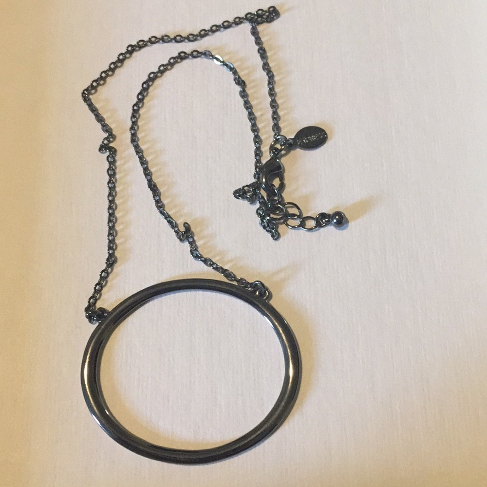 Express Grey Circle Necklace 17”